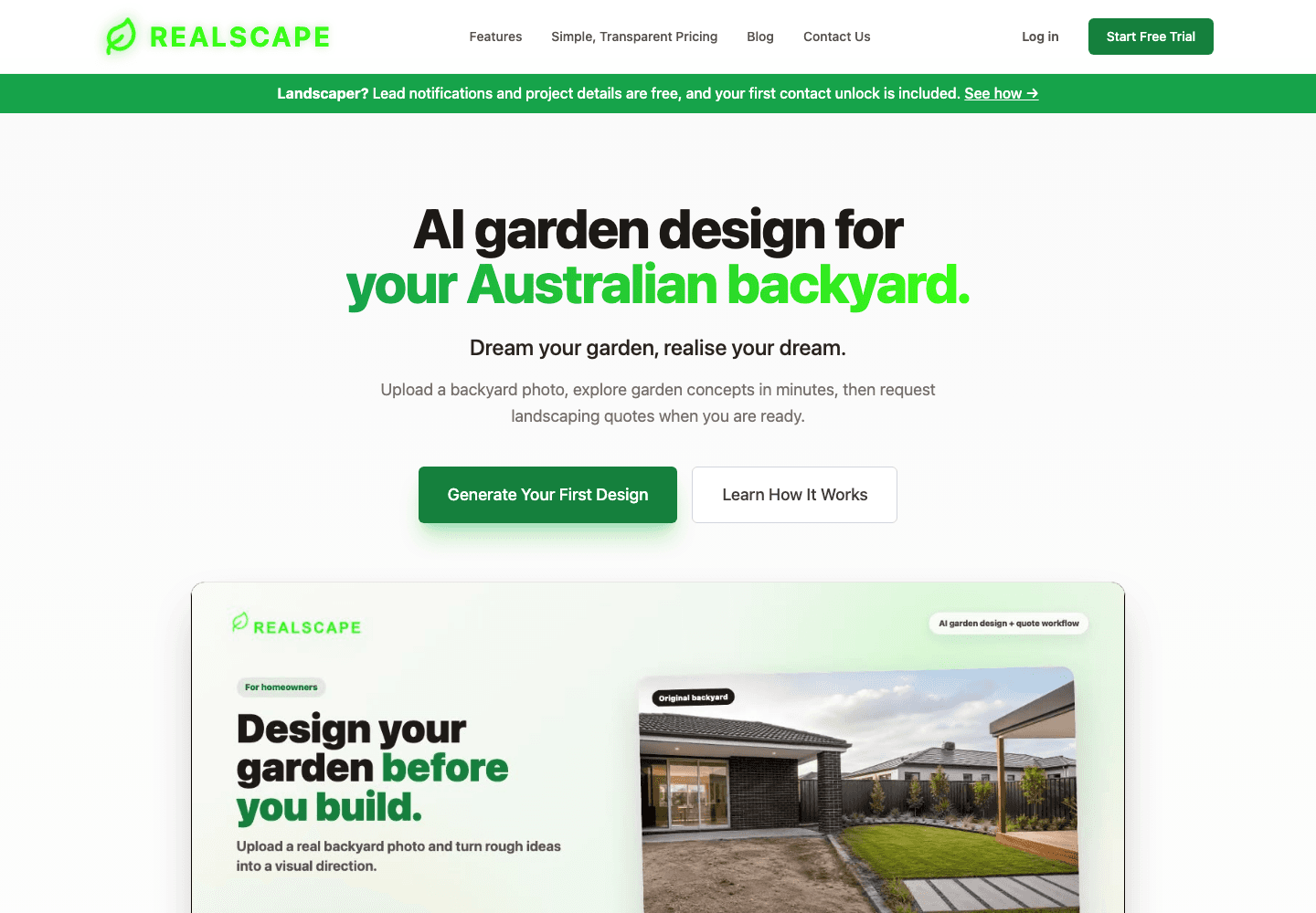 Realscape homepage, built by Cixx